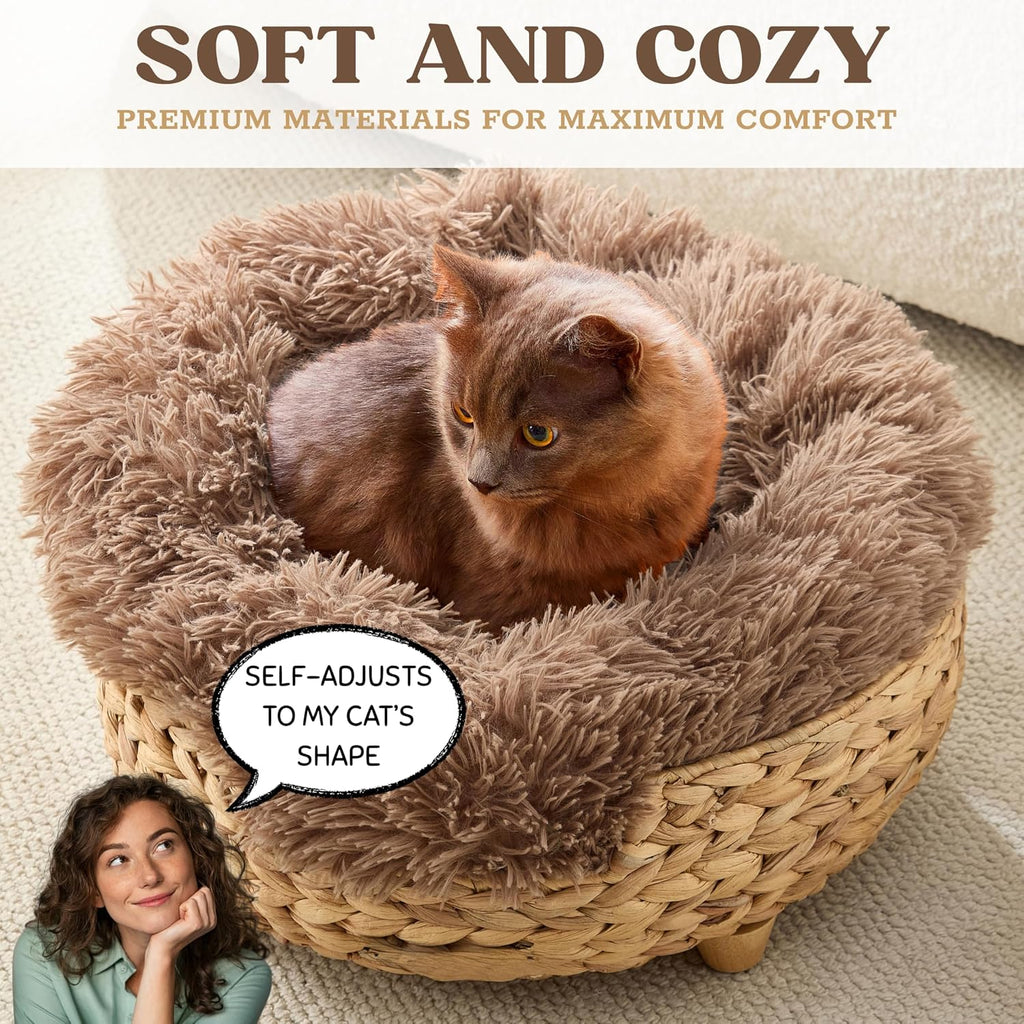 Cat Luxury Cat Bed for Indoor Cats, Plush Furniture for Comfort and Relaxation, Soft Covered Nest for Cats, Washable Warm Design with Modern Zen Style