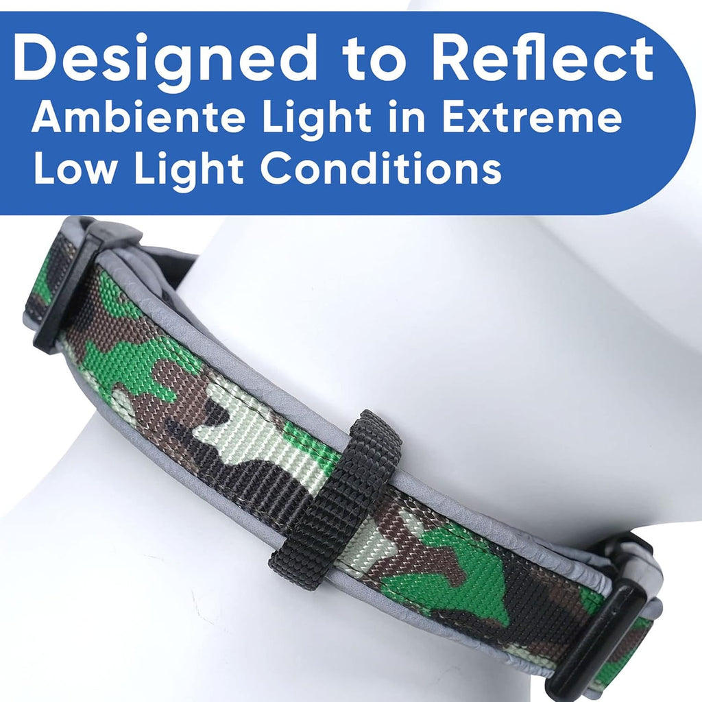 Camo Green/Black Padded Dog Collar, Large