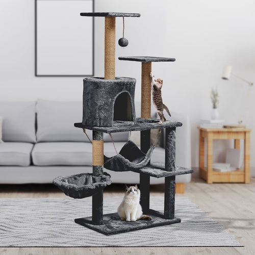 52In Cat Tree Multilevel Cat Tower with Condo and Hommock for Indoor,Gray