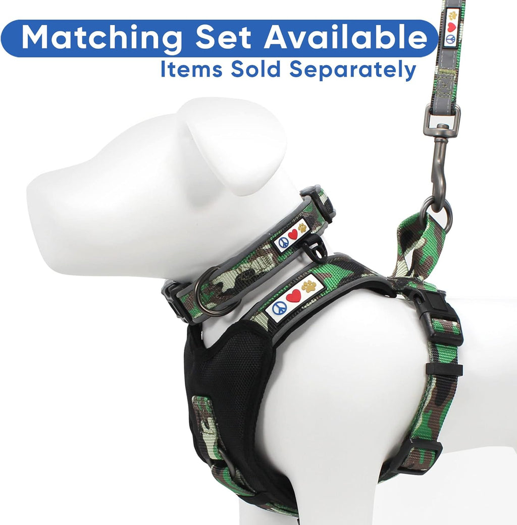 Camo Green/Black Padded Dog Collar, Large