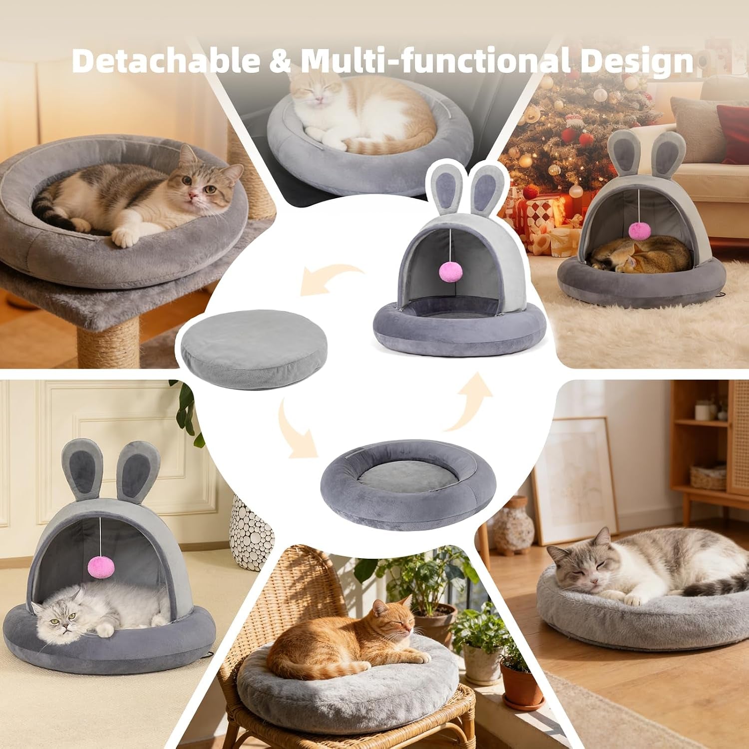 Heated Cat Bed with Heating Pad for Indoor Senior Cats & Small Dogs, Therapeutic Warmth for Joint Relief, Arthritis Support & Stable Body Temperature