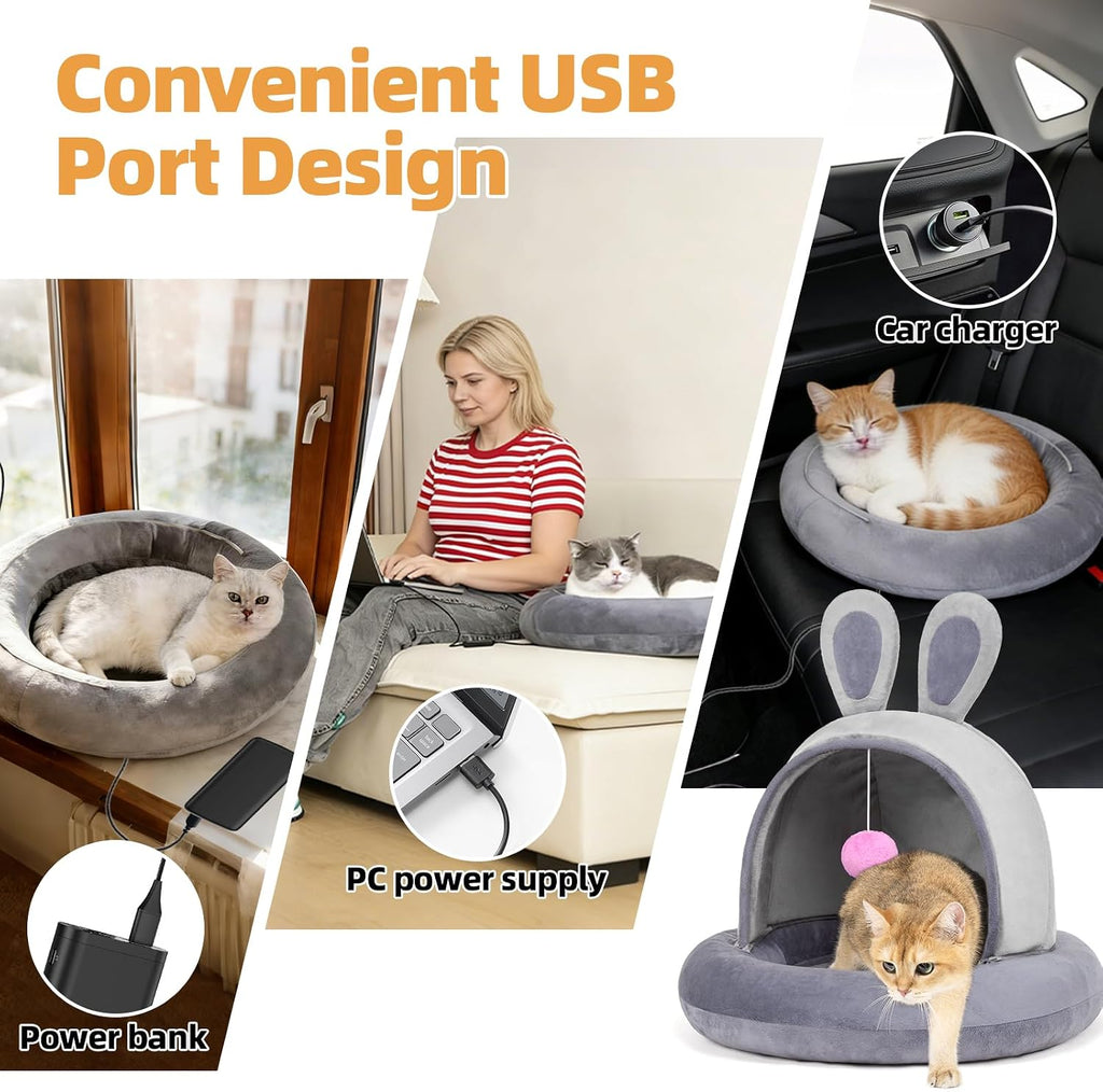 Heated Cat Bed with Heating Pad for Indoor Senior Cats & Small Dogs, Therapeutic Warmth for Joint Relief, Arthritis Support & Stable Body Temperature