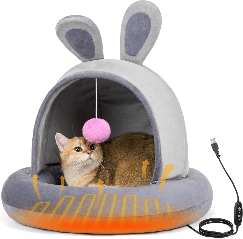 Heated Cat Bed with Heating Pad for Indoor Senior Cats & Small Dogs, Therapeutic Warmth for Joint Relief, Arthritis Support & Stable Body Temperature