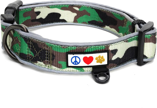 Camo Green/Black Padded Dog Collar, Large