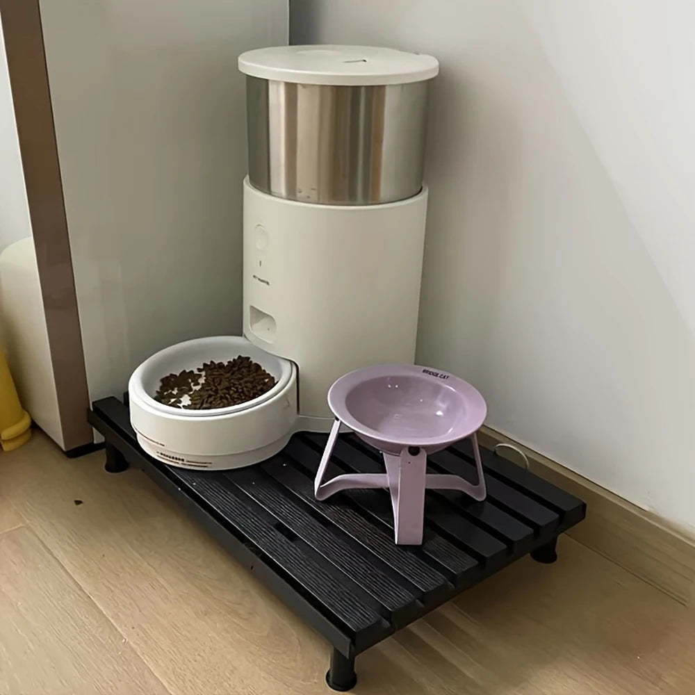 1 PC Fixed Height Cat Feeding Stand Plastic Pet Dish Holder Feeding Station Protects Pet Neck for Pet Dogs Cats Indoor Pet Mat