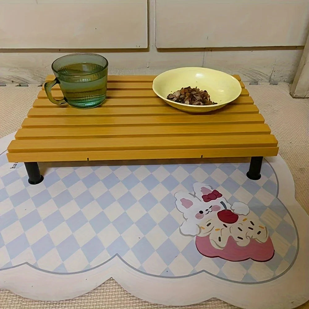 1 PC Fixed Height Cat Feeding Stand Plastic Pet Dish Holder Feeding Station Protects Pet Neck for Pet Dogs Cats Indoor Pet Mat