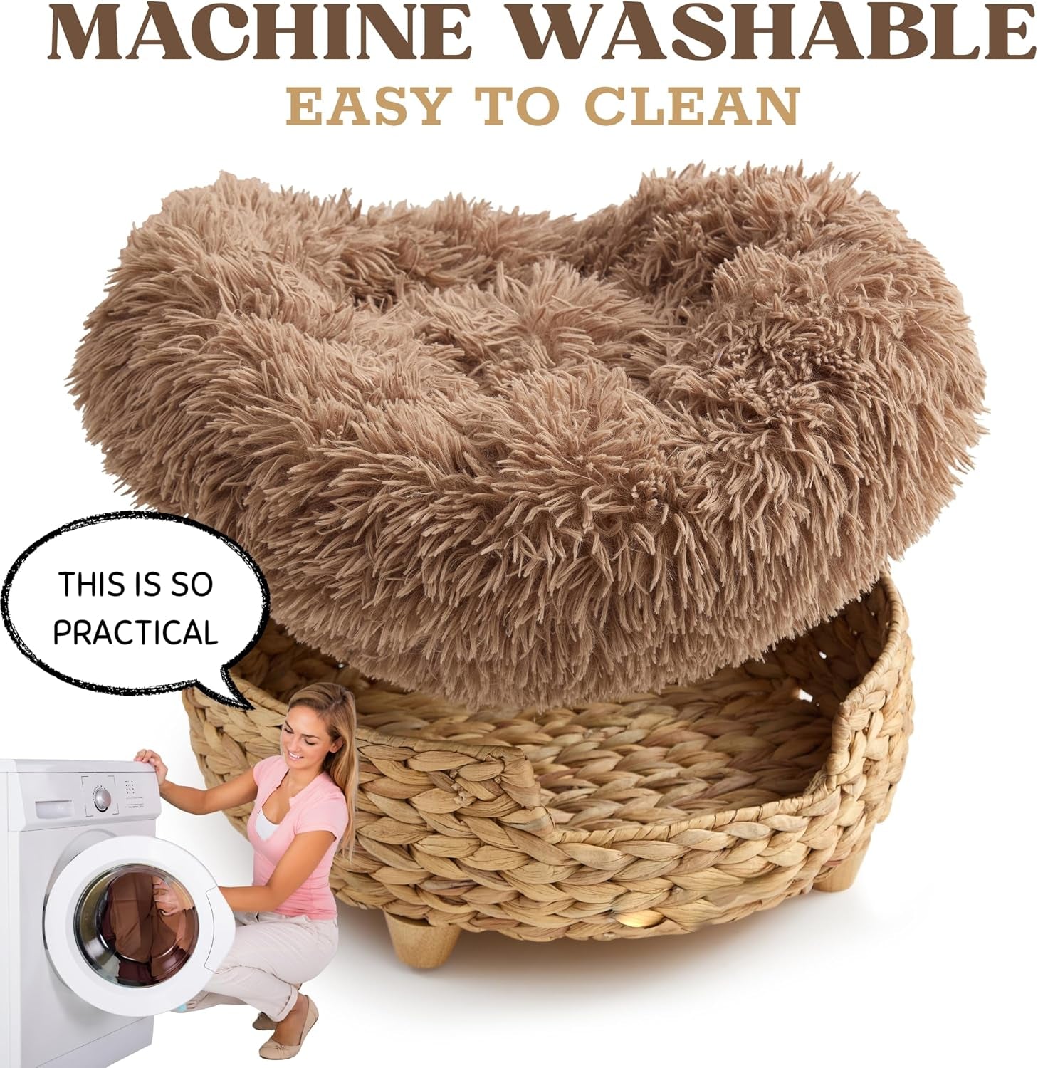 Cat Luxury Cat Bed for Indoor Cats, Plush Furniture for Comfort and Relaxation, Soft Covered Nest for Cats, Washable Warm Design with Modern Zen Style