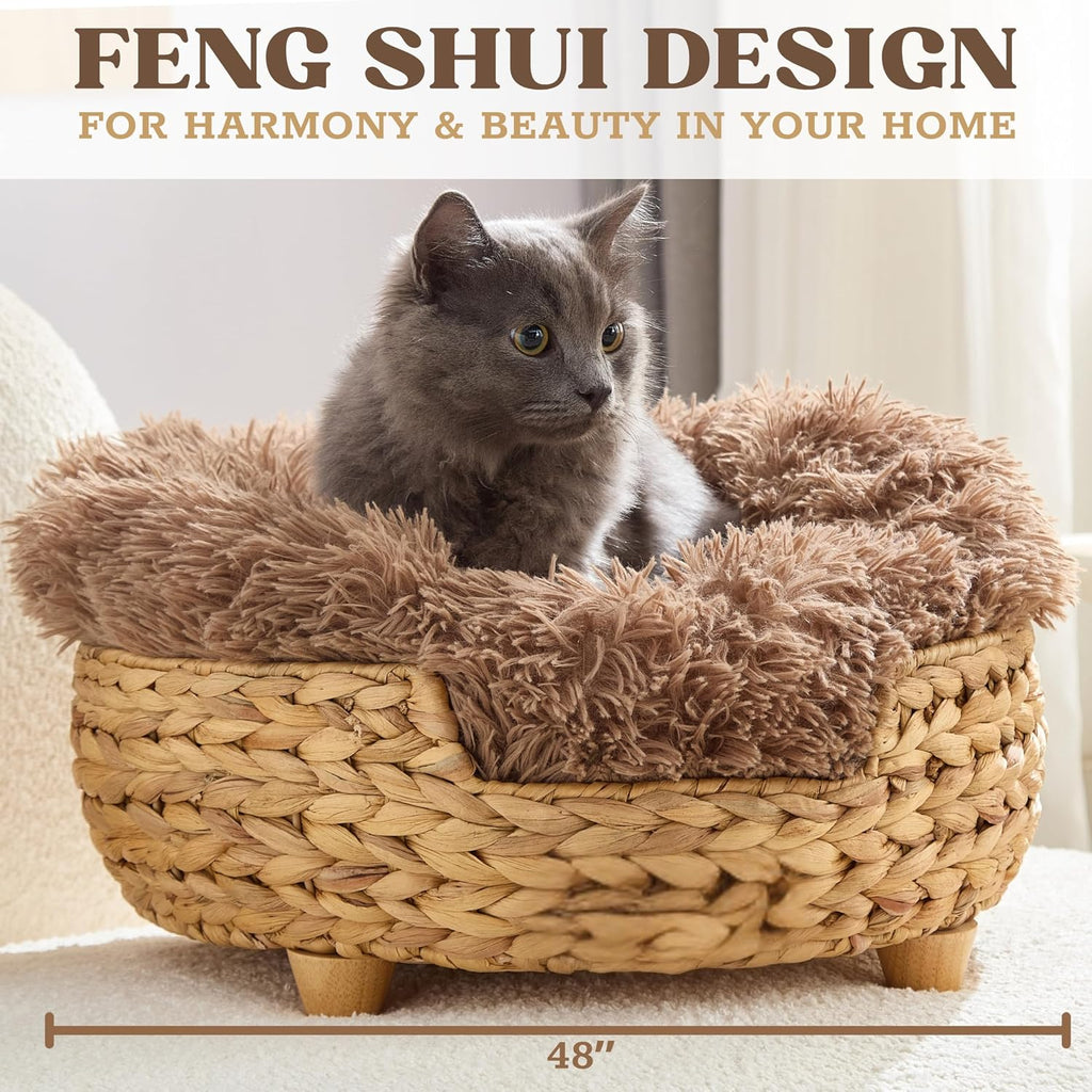 Cat Luxury Cat Bed for Indoor Cats, Plush Furniture for Comfort and Relaxation, Soft Covered Nest for Cats, Washable Warm Design with Modern Zen Style