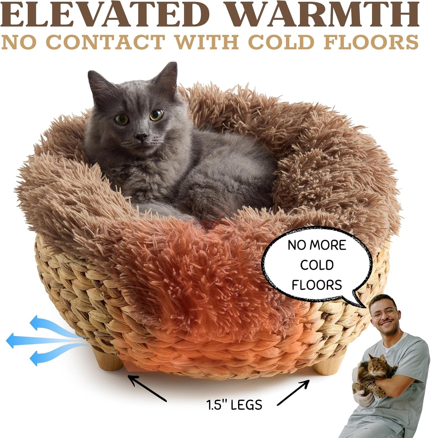 Cat Luxury Cat Bed for Indoor Cats, Plush Furniture for Comfort and Relaxation, Soft Covered Nest for Cats, Washable Warm Design with Modern Zen Style