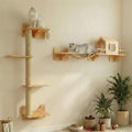 Cat Shelves for Wall – Cat Climbing Furniture Set for Large Cats with House, Bridge Ladder, 3 Scratching Posts & 5 Steps