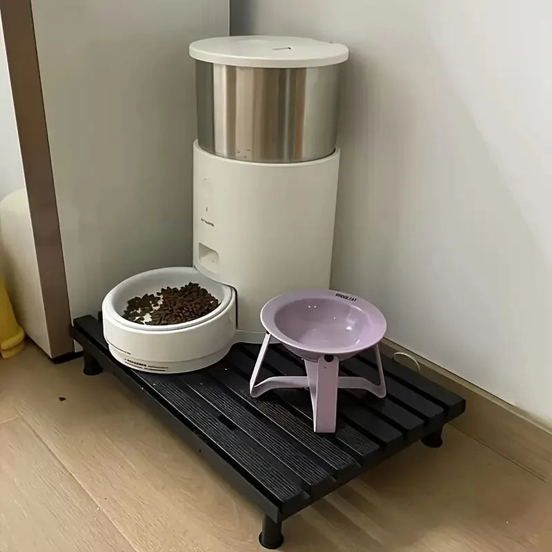 1 PC Fixed Height Cat Feeding Stand Plastic Pet Dish Holder Feeding Station Protects Pet Neck for Pet Dogs Cats Indoor Pet Mat
