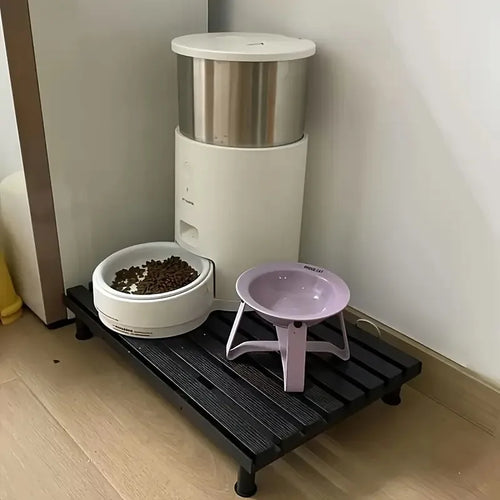 1 PC Fixed Height Cat Feeding Stand Plastic Pet Dish Holder Feeding Station Protects Pet Neck for Pet Dogs Cats Indoor Pet Mat