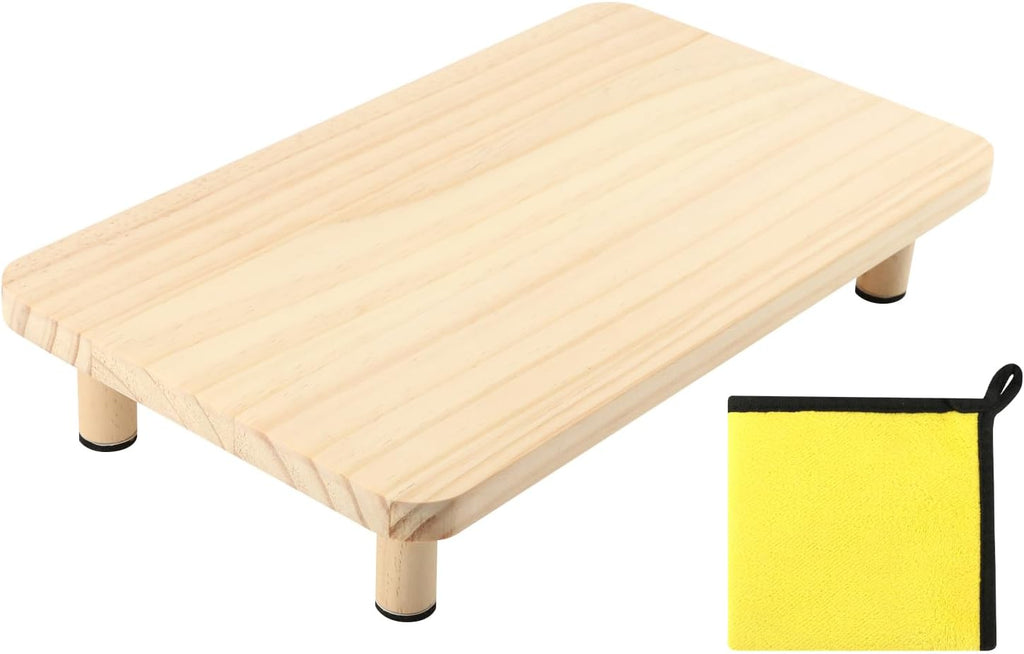 Wooden Elevated Cat Food Stand for Pet Automatic Feeder and Water Dispenser, Raised Pet Feeding Table Can Raises Feeder Bowl by 2.36 Inch, Relieves Spine and Joints on Pets(Wood Color)